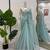 Sky blue net embroidered saree with sequins work