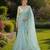 Sky blue net embroidered saree with sequins work