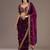 Wine silk blend embroidered saree with sequins work