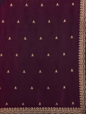 Wine silk blend embroidered saree with sequins work 2