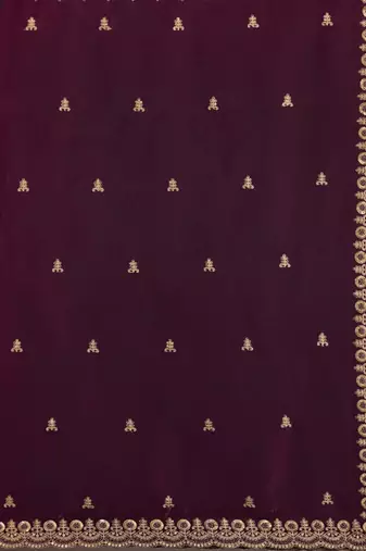 Wine silk blend embroidered saree with sequins work