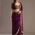 Wine silk blend embroidered saree with sequins work