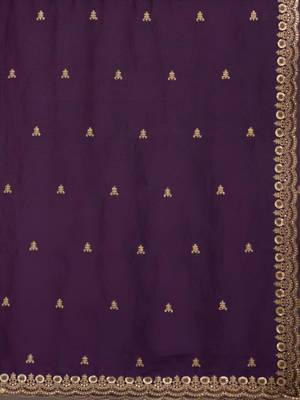 Purple silk blend embroidered saree with sequins work 4