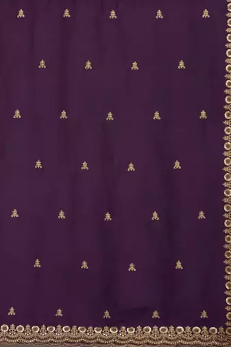 Purple silk blend embroidered saree with sequins work