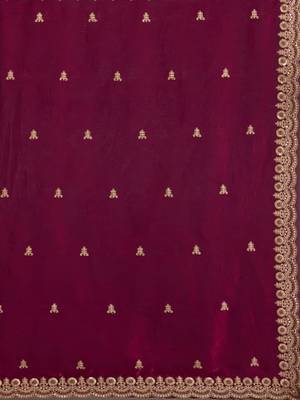 Maroon silk blend embroidered saree with sequins work 4
