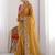 Yellow chiffon embroidered saree with sequins work