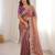 Onion pink chiffon embroidered saree with sequins work
