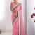 Pink georgette embroidered saree with thread work
