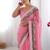 Pink georgette embroidered saree with thread work
