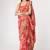 Pink organza floral printed saree with sequins work