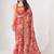Pink organza floral printed saree with sequins work
