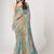 Sky blue organza printed saree with sequins work