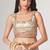 Off white organza printed saree with sequins work