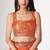 Orange organza printed saree with sequins work
