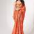 Orange organza printed saree with sequins work