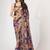 Blue organza printed saree with sequins work