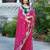 Pink silk blend embroidered saree with thread work
