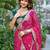 Pink silk blend embroidered saree with thread work