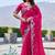Pink satin embroidered saree with thread work