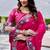 Pink satin embroidered saree with thread work