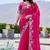 Pink satin embroidered saree with thread work