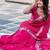 Pink satin embroidered saree with thread work