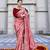 Pink silk blend embroidered saree with thread work