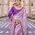 Lavender silk blend embroidered saree with thread work