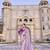Lavender silk blend embroidered saree with thread work