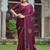 Wine silk blend embroidered saree with thread work