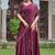 Wine silk blend embroidered saree with thread work