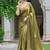 Olive silk blend embroidered saree with sequins work