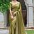 Olive silk blend embroidered saree with sequins work