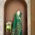 Green silk blend printed saree with zari work
