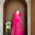 Pink silk blend printed saree with zari work