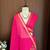 Pink silk blend printed saree with zari work