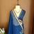 Teal silk blend printed saree with zari work