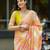 Multicolor linen printed saree with floral print