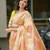 Multicolor linen printed saree with floral print