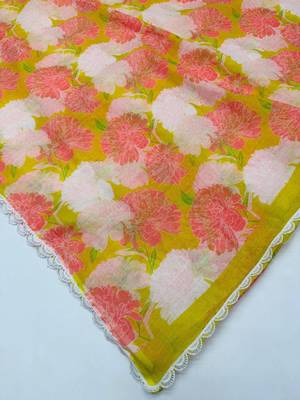 Multicolor linen printed saree with floral print 4