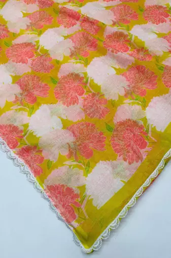 Multicolor linen printed saree with floral print