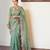Sea green tissue embroidered saree with thread work