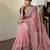 Onion pink tissue embroidered saree with thread work
