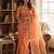 Orange tissue printed saree with stripes print