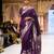 Purple silk blend printed saree with zari work