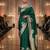 Green silk blend printed saree with zari work