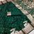 Green silk blend printed saree with zari work
