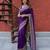 Purple silk blend embroidered saree with thread work