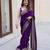 Purple silk blend embroidered saree with thread work