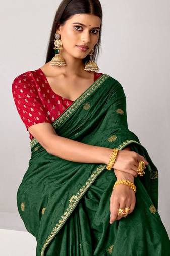 Green tissue embroidered saree with thread work